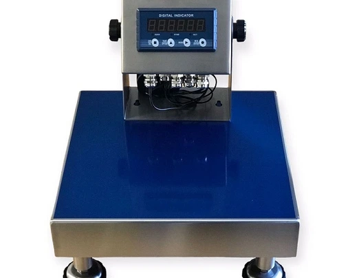 Balanza de mesa con indicador, sobre ruedas: Balanza de mesa full acero inoxidable con indicador